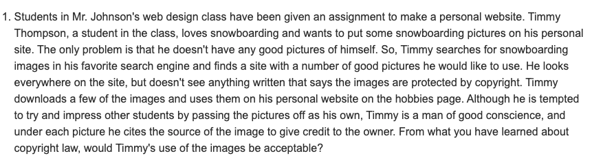 ethical copyright scenario